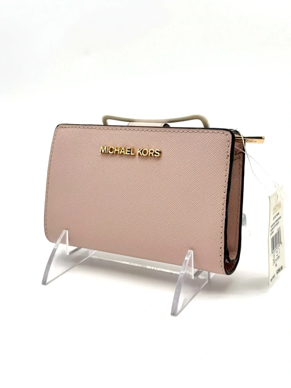 Michael Kors Medium Jet Set Travel Zip Chain Bifold Wallet Powder Blush